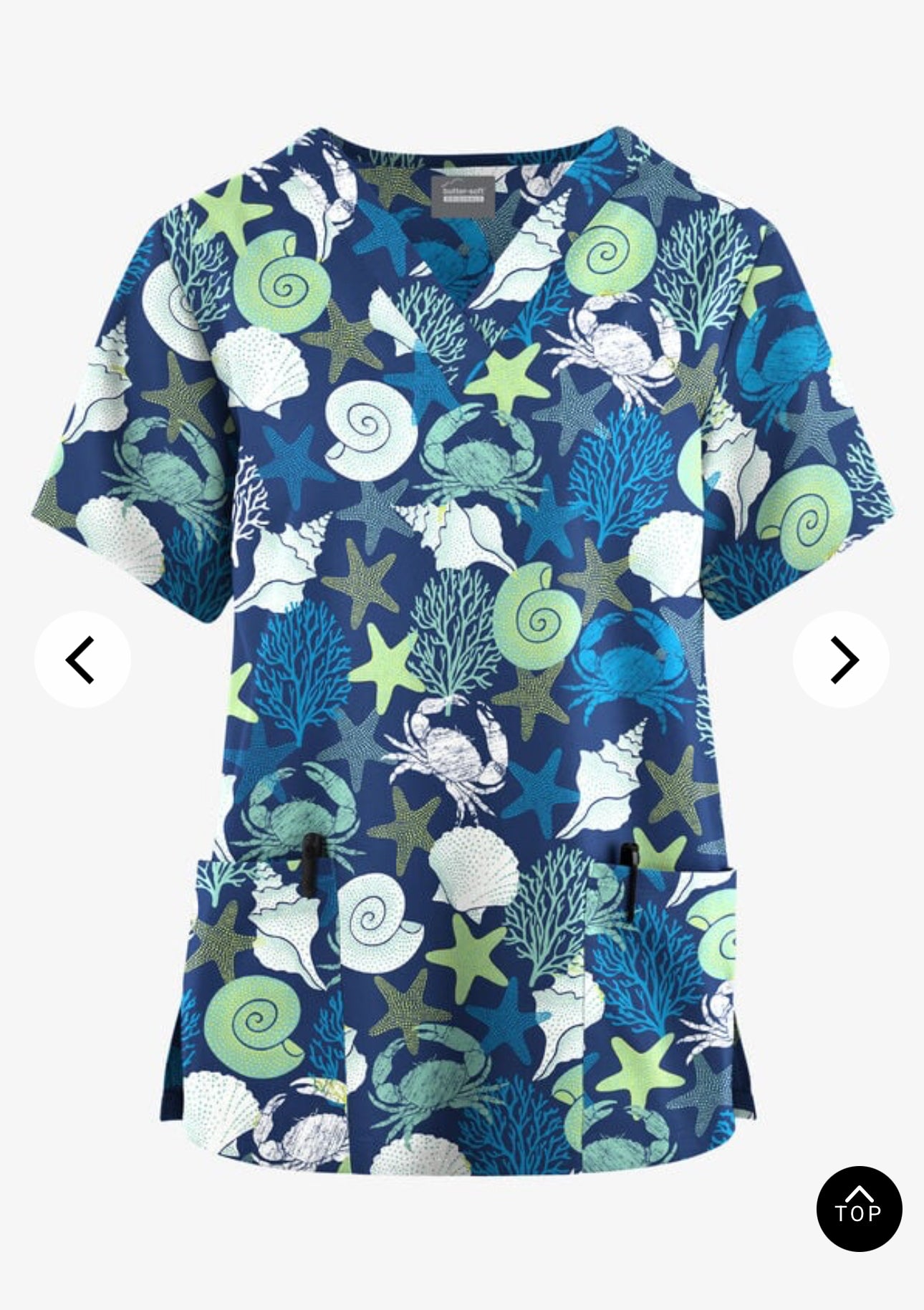 Ocean Life Navy Print Scrub Top | Fun & Durable Nursing Uniform for Nurses & CNAs