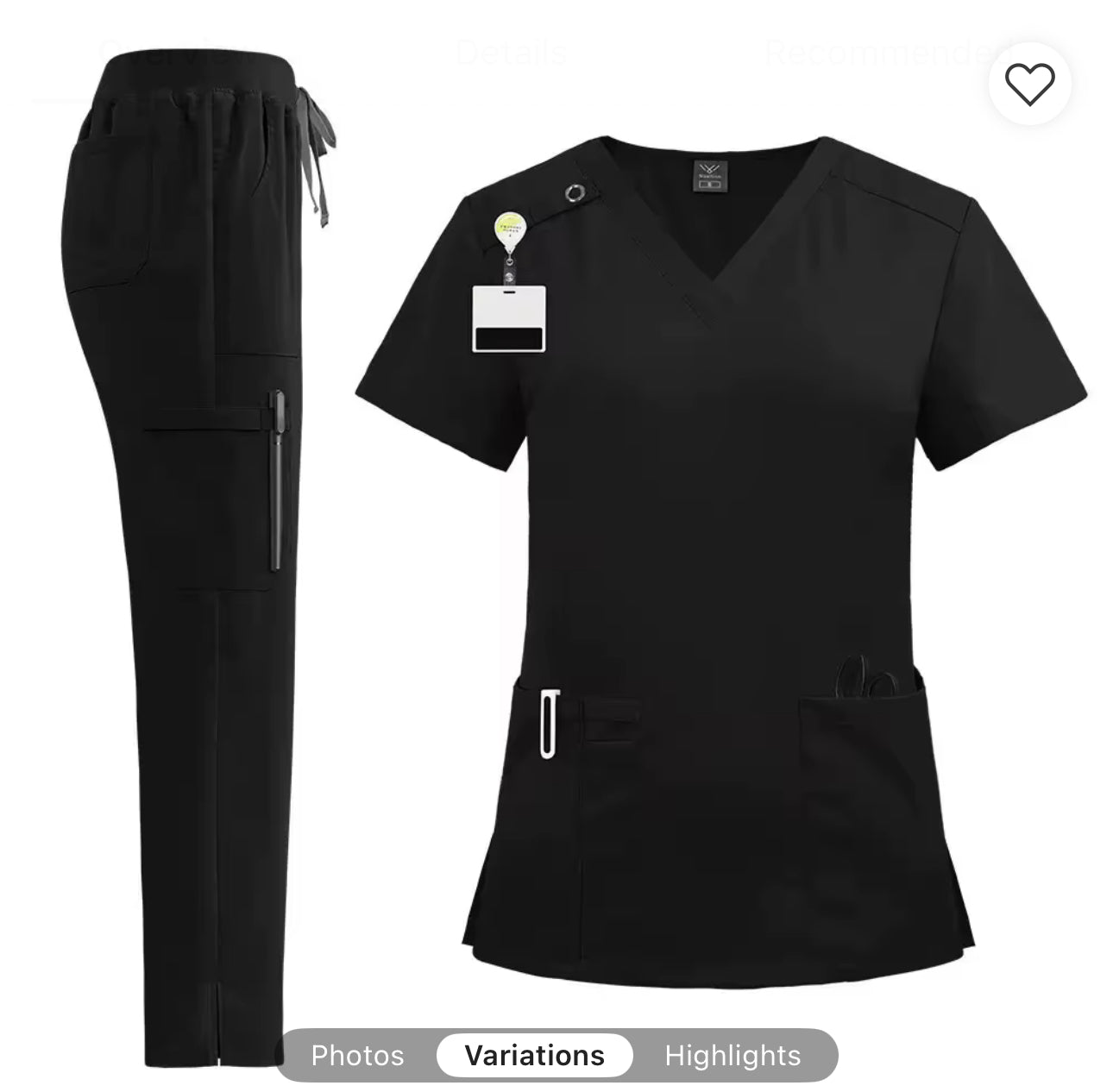 Black 2-Piece Nurse Scrub Set | Comfortable Medical Uniform for Healthcare Workers