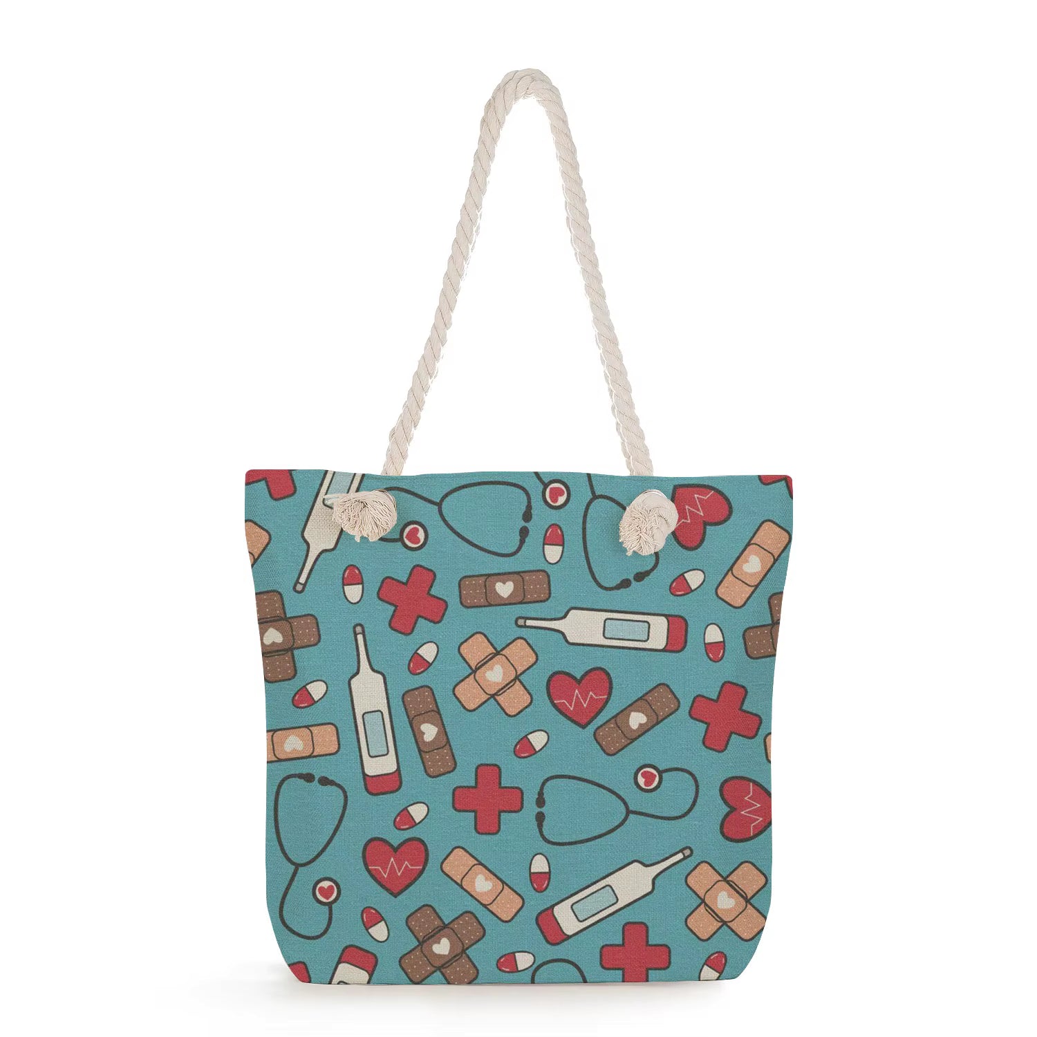 Tote bag with medical pattern on a white background